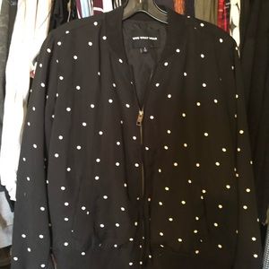 New, never worn Black Polka Dot bomber jacket